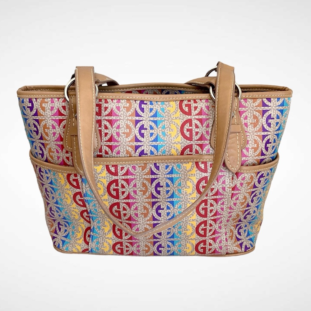 Giani Bernini Rainbow Logo Totebag Snap Closure Double Straps - Picture 3 of 16